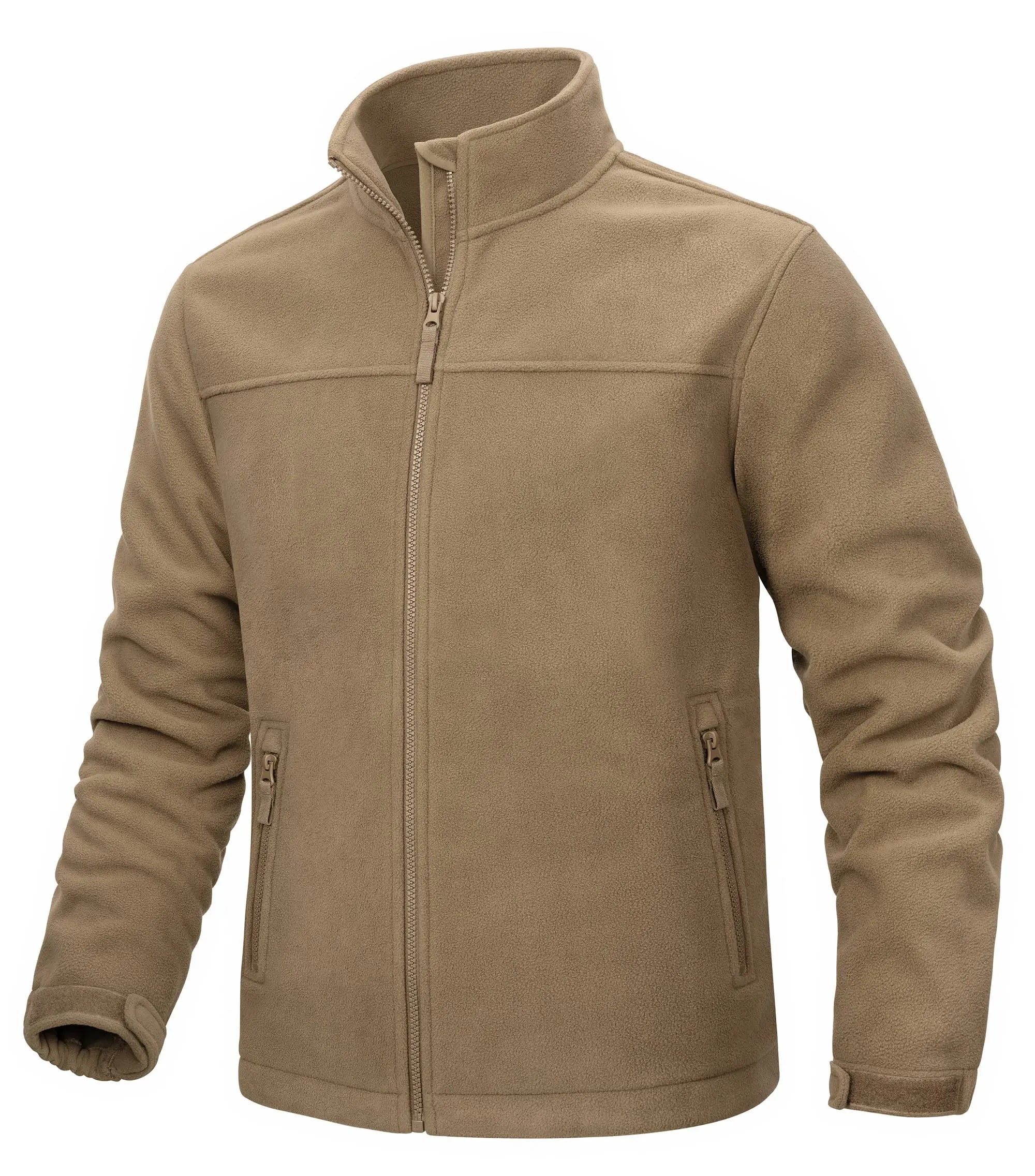 TACVASEN Winter Fleece Jackets Mens Full Zip Stand Up Work Jacket Coats Zipper Pockets Hiking Jacket Outdoor Windbreaker