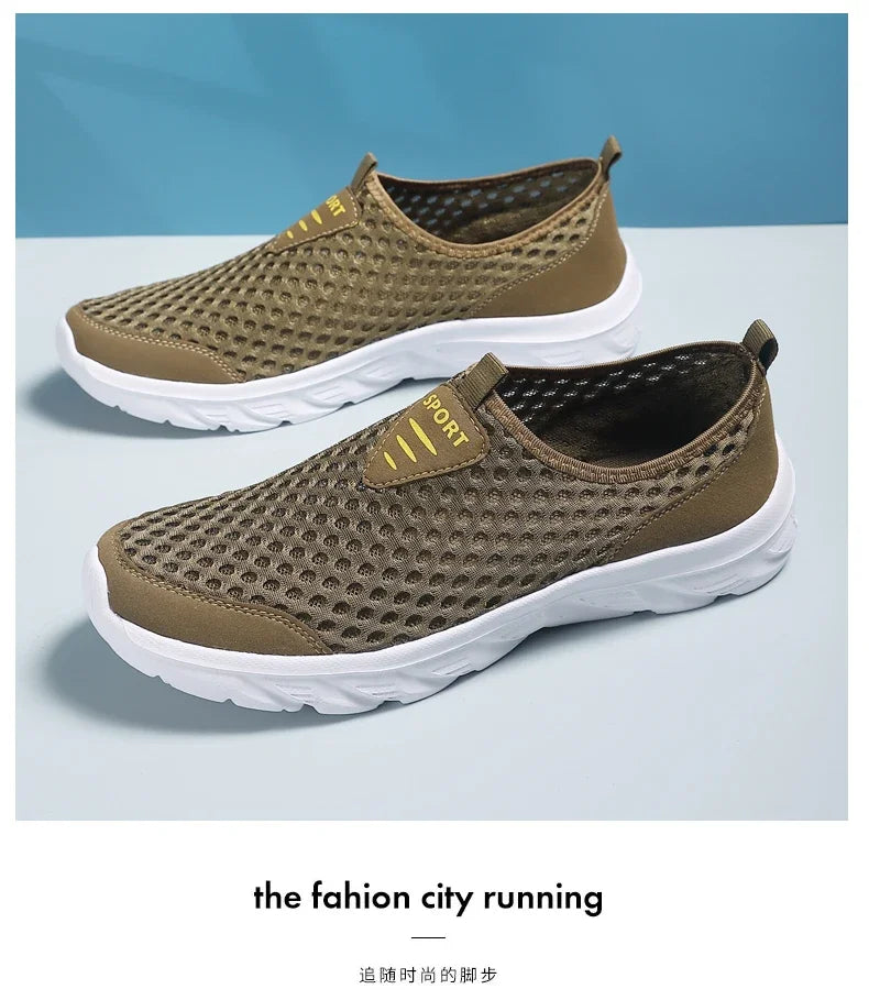 Lightweight Men Casual Shoes Breathable Slip on Male Casual Sneakers Anti-slip Men's Flats Outdoor Walking Shoes Size 39-46