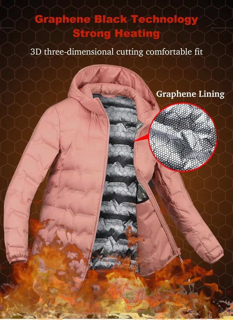 Winter Warm Down Jacket Women Hiking Camping Climbing Trekking Graphene Lining Coat Duck Down Lightweight Padding Jackets