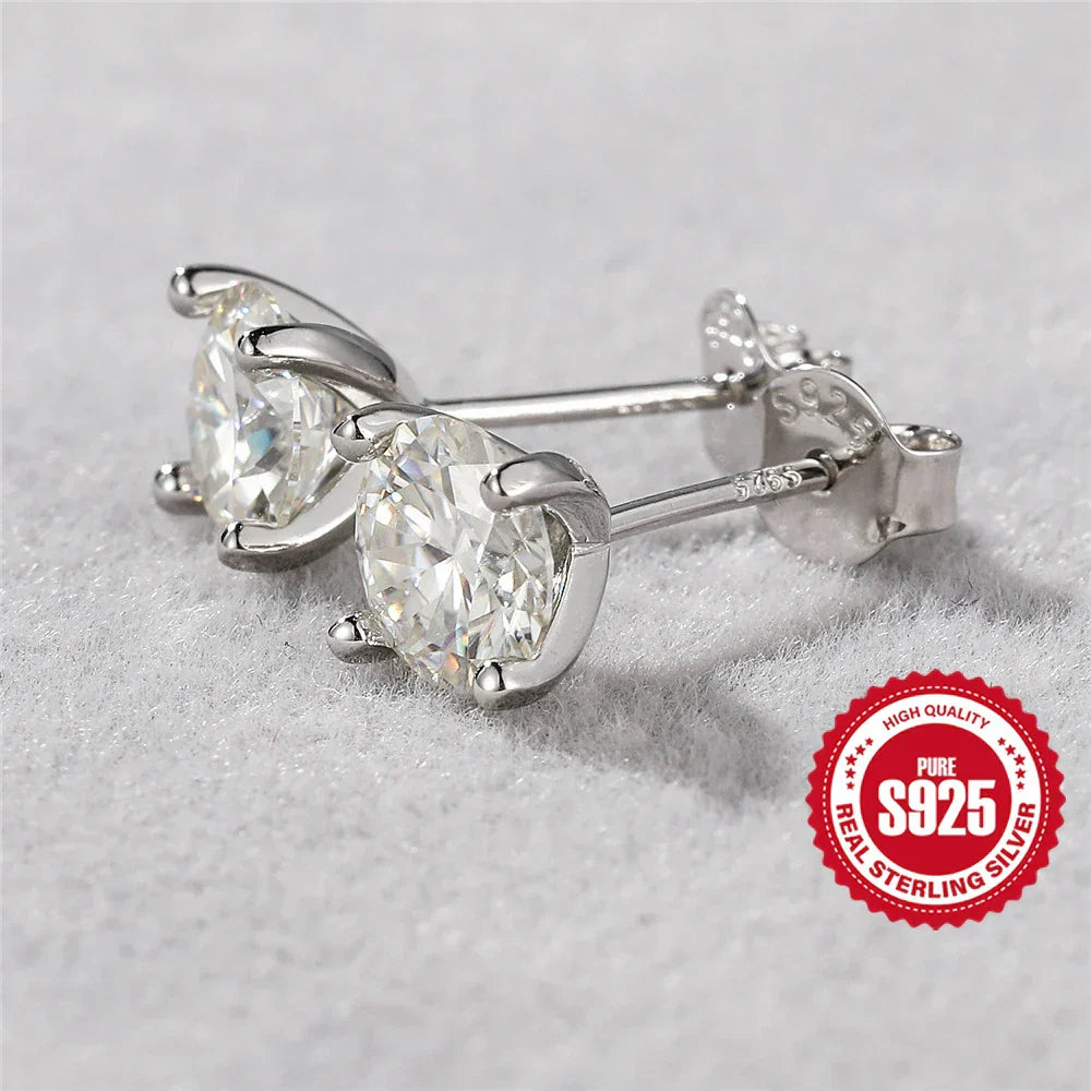 0.5-1.2 Carat D Color Moissanite Ear Stud Earrings For Women 925 Sterling Silver Sparkling Piercing Earring Fine Jewelry