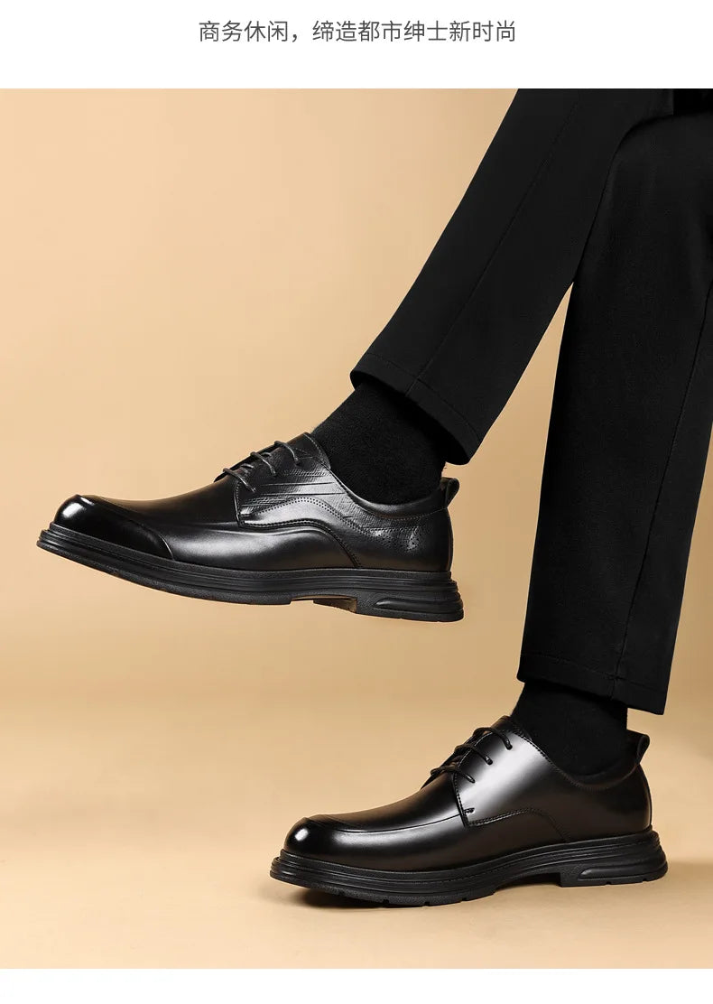 British Retro Formal Leather Shoes for Men Autumn New Designer Platform Dress Shoes Male Fashion Lace Commuter Office Shoe Man
