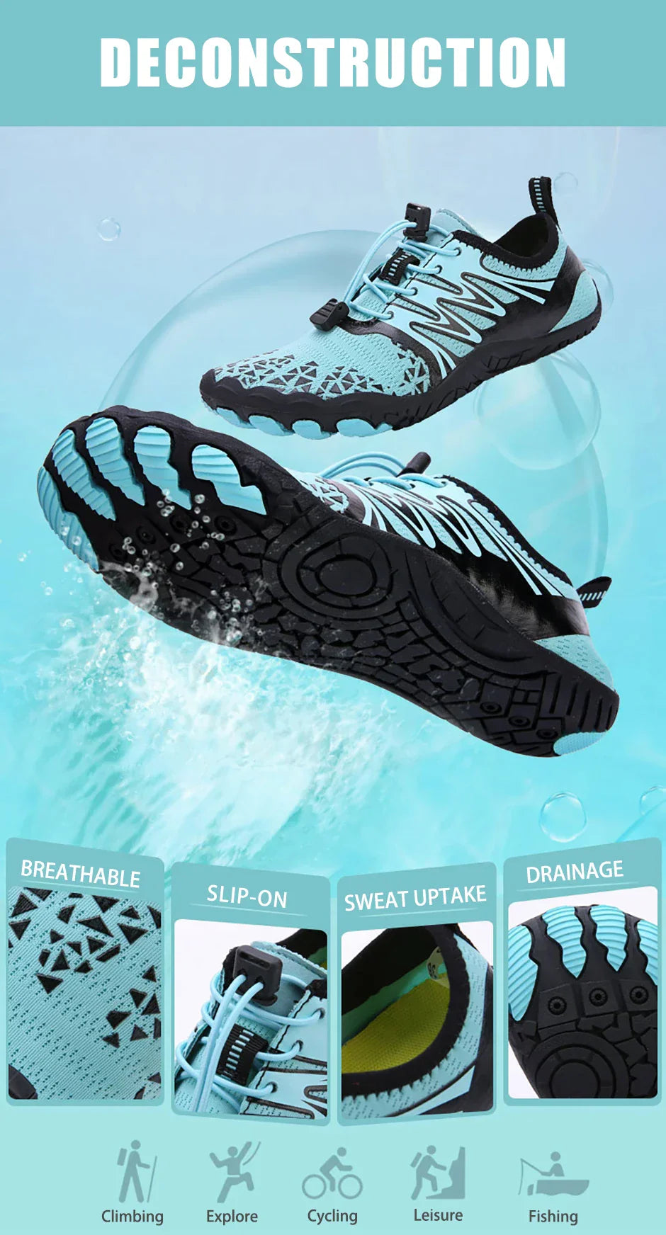 Men Women Barefoot Outdoor Aqua Shoes Couple Quick-drying Wading Beach Swimming Fitness Cycling Sports Water Sneakers