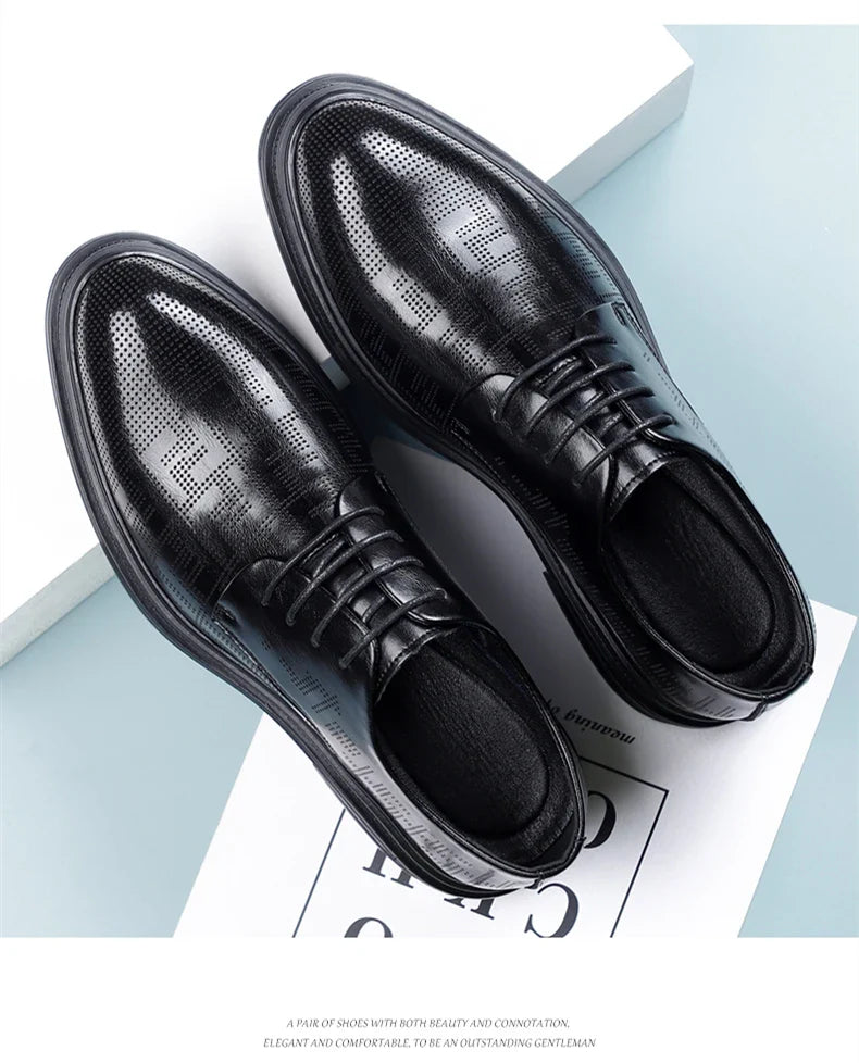 summer Men Elevator Shoes Dress Shoes Formal Leather Quality Busincess Lift 6CM 8CM Height Increased Man Elegance Wedding Shoes