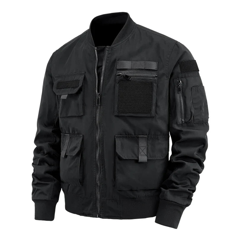 Spring And Autumn New Men's Jacket Solid Color Multi-Pocket Zipper Jacket Fashion Simple Casual Versatile Mening's Clothing