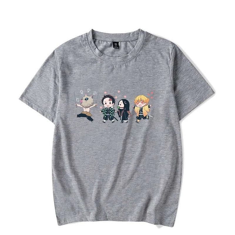 Hot Anime Kamado Tanjirou Kamado Nezuko Agatsuma Zenitsu Hashibira Inosuke Printed T-shirts Women Men Short Sleeve Summer Shirts
