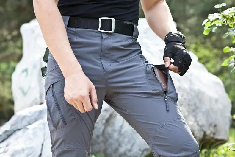 Men Tactical Pants Waterproof Cargo Pants Multi Pockets Spring Summer Thin Outdoor Camping Trekking Hiking Quick Dry Trousers