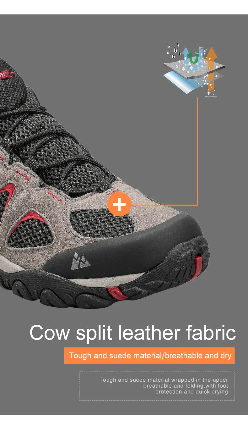 New Non-slip Wear Resistant Men‘s Outdoor Hiking Shoes Breathable Splashproof Climbing Men Sneaker Hunting Mountain Shoes
