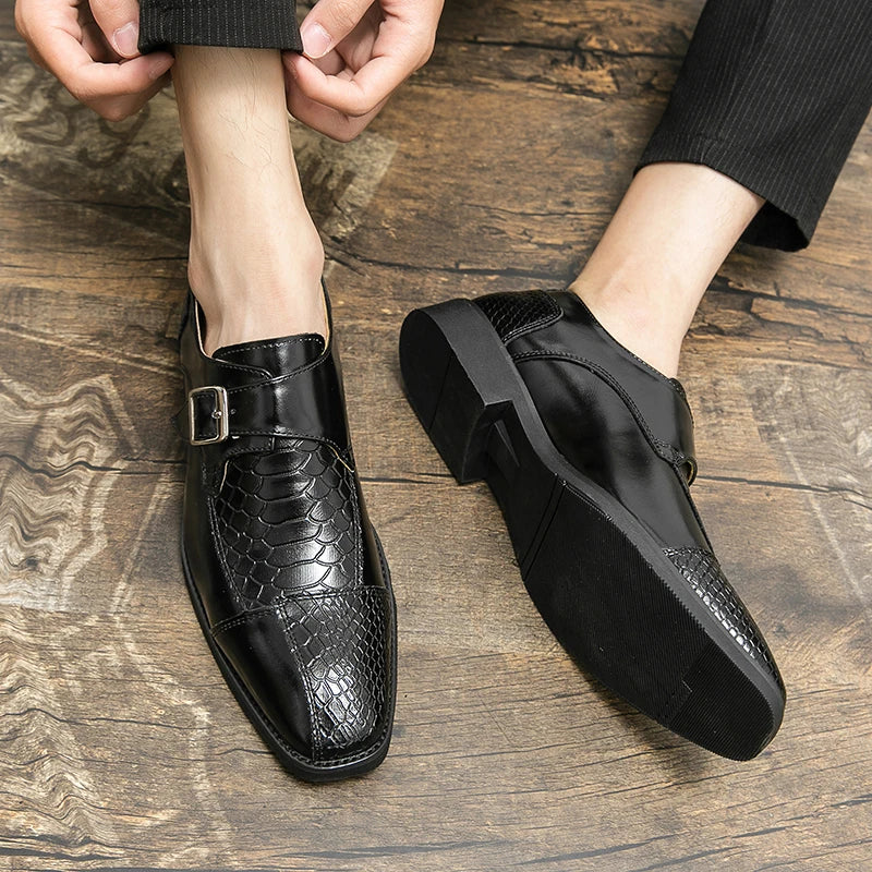 Leather Designer Brand Monks Snake Luxury Men Casual Office Business Man Loafers Mens Moccasins Driving Wedding Dress Male Shoes