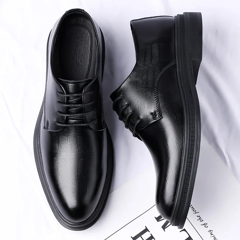 Men's Formal Leather Shoes Lace Up Breathable Non-slip Rubber Sole Lightweight Comfortable Dress Shoes Office & Special Occasion