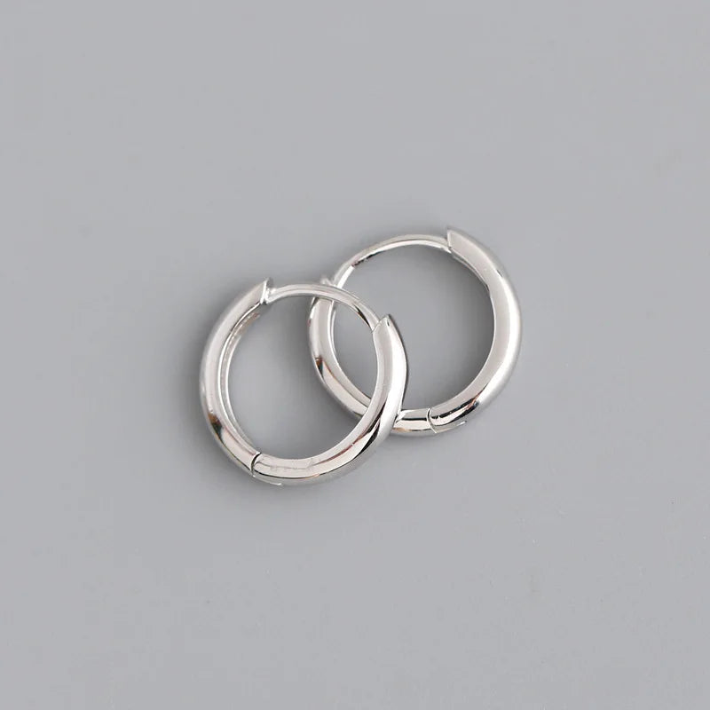Real 925 Sterling Silver Minimalist Bohemian Round Ear Buckle for Women Punk Unisex Rock Hoop Earring Jewelry Accessories