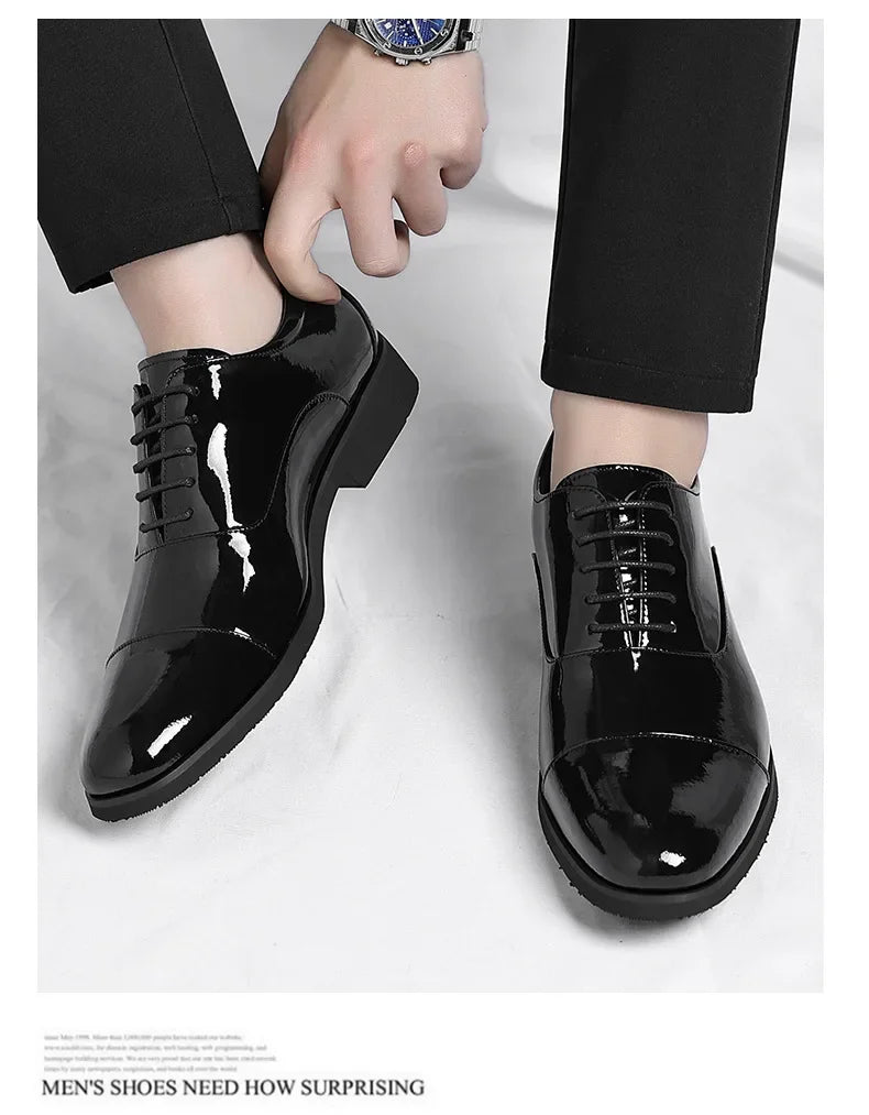 Korean Black White Leather Shoes for Men Big Size Business Casual Shoes Male Spring Autumn Lace Designer Fashion Shoe Man