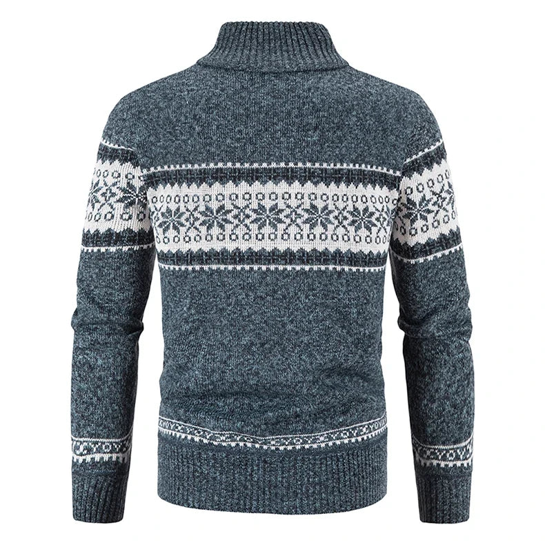 Winter Men's Fleece Cardigan Christmas Knit Sweater Coat Business Casual Jacket High Quality Male Wool Cashmere Clothing