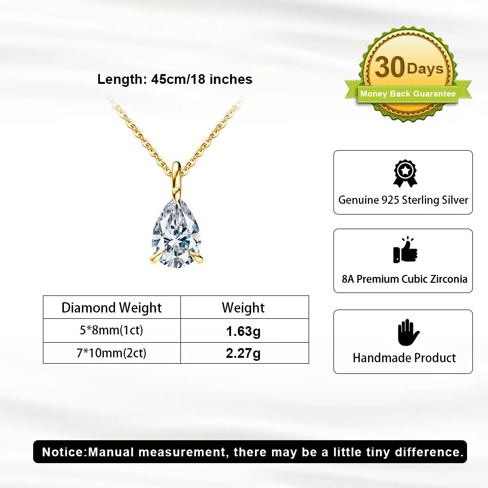 Simple Oval Shape 8A Zirconia Pendant Necklace Lady Engagement 925 Sterling Silver Versatile for Wedding Party LZN04