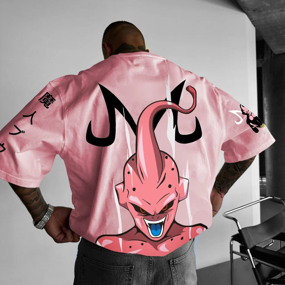 Unisex Dragon Ball Majin Buu Anime Men's T-shirt Summer Oversized Women Short Sleeve Graphic Tee Casual Streetwear Y2k Clothes