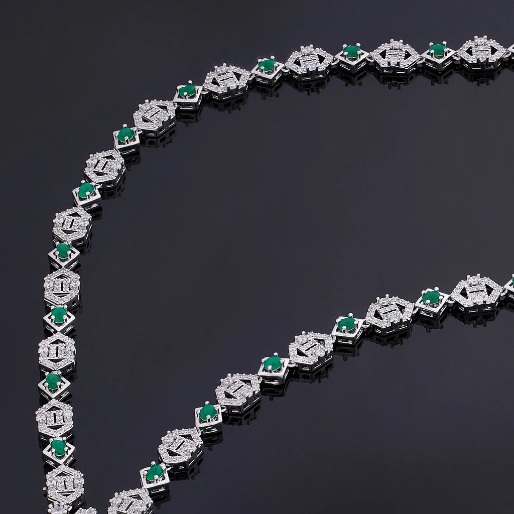 2023 Hot Square Sweater Chain 4-Piece Long Necklace Set Crystal Cubic zirconia Dubai Nigeria Wedding Accessories