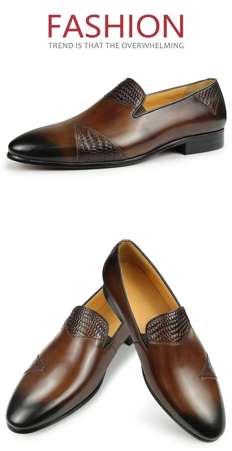 Fashion Men Dress Driving Shoes Genuine Cow Leather Casual One-step Loafers Shoe Handmade Simplicity Luxury Leather Shoe