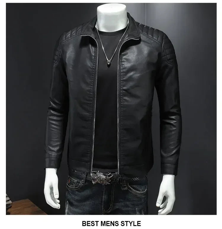 Men Leather Jacket Motorcycle Streetwear Baseball Outdoor Bomber Casual coat Men Autumn Motorcycle Windbreaker Male Outwear