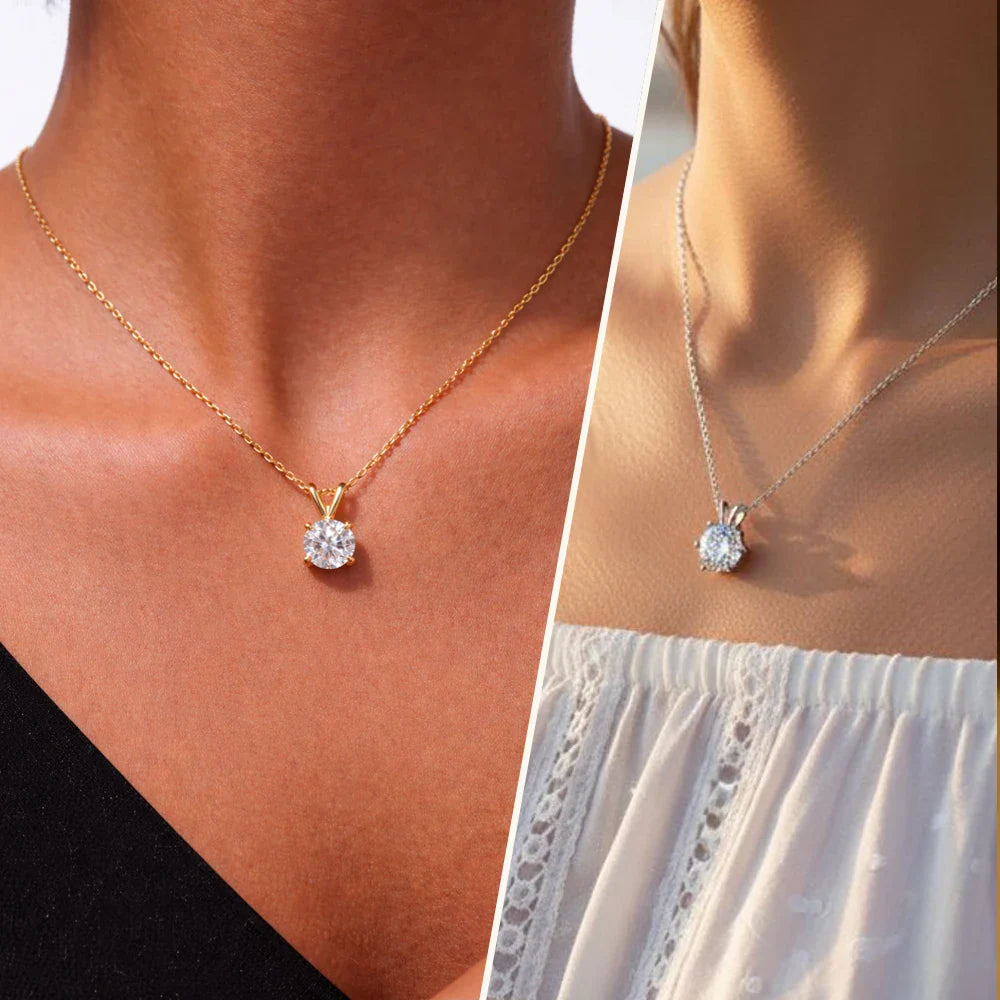 Moissanite Pendant Necklace 0.5-5CT D Color VVS1 4/6 Prong Lab Diamond 925 Silver 18K Gold Plated Solitaire Jewelry Gift