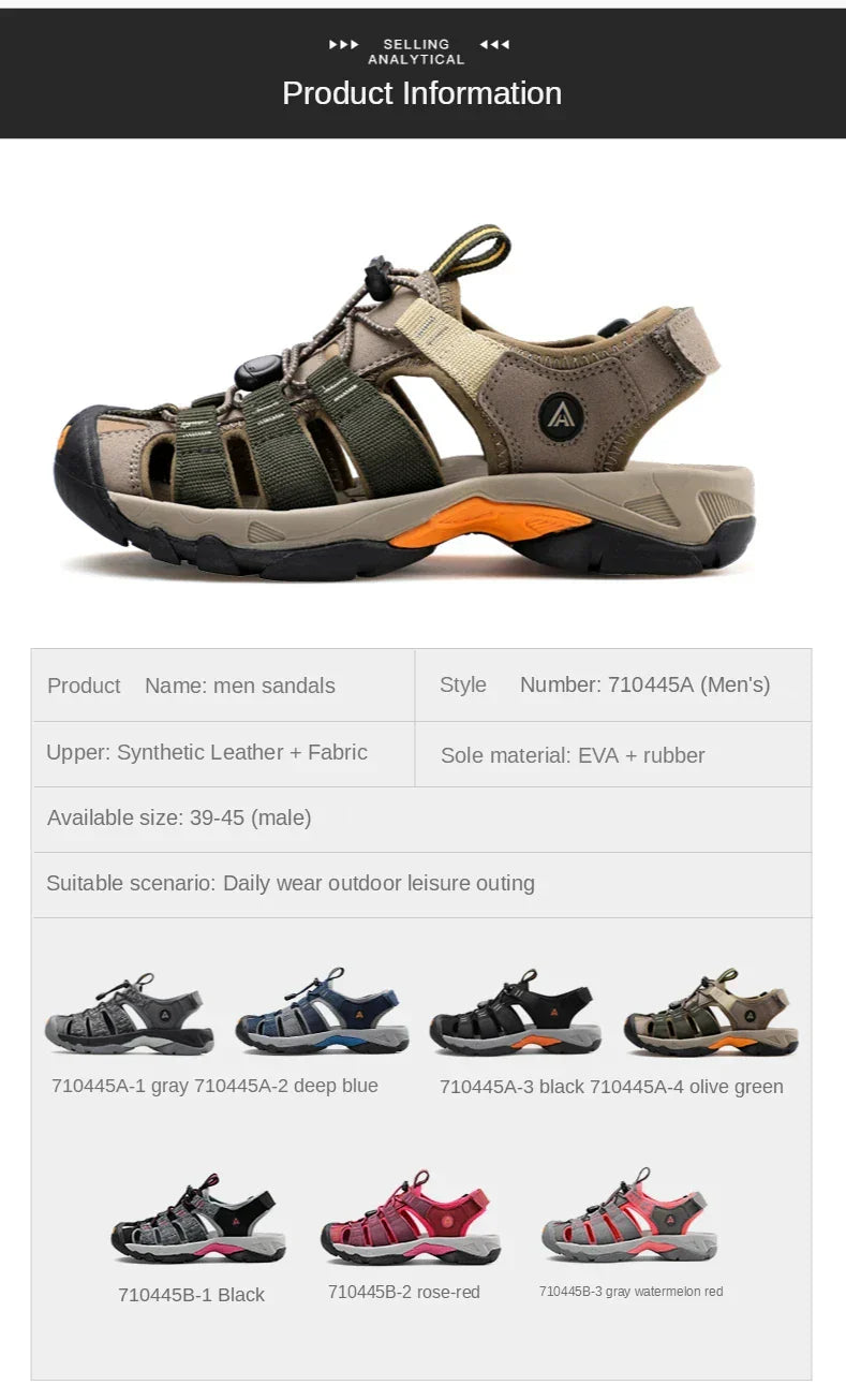 Summer Outdoor Sandals for Men Breathable Hiking Shoes Water Beach Mens Sandals Camping Climbing Aqua Sneaker