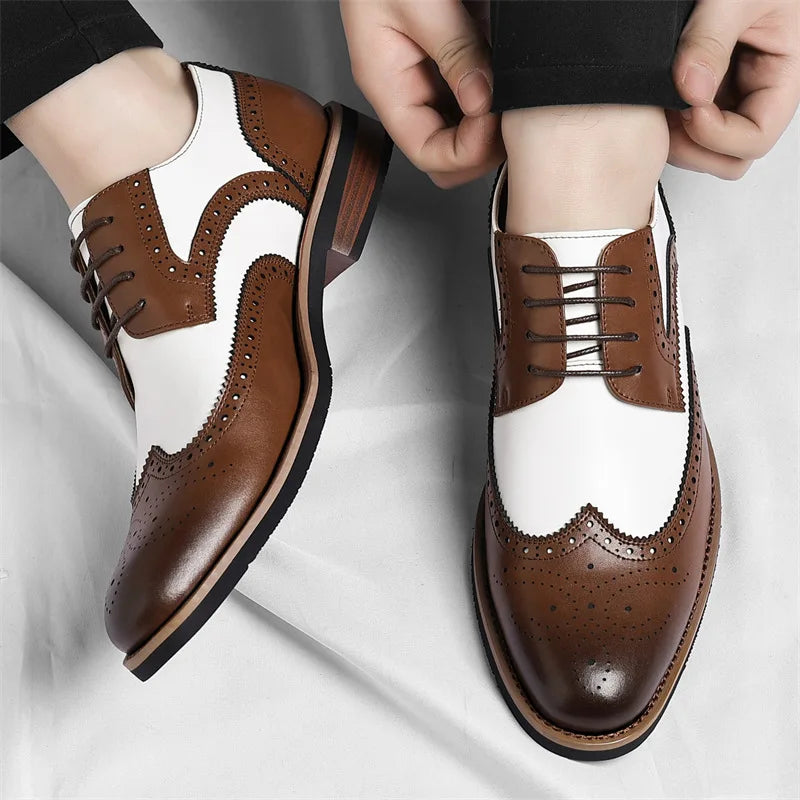 2026 New Brocker-carved Derby Men's Shoes Spring Summer New Business Formal Casual Shoes Male Fashion Big Size Leather Shoe Man