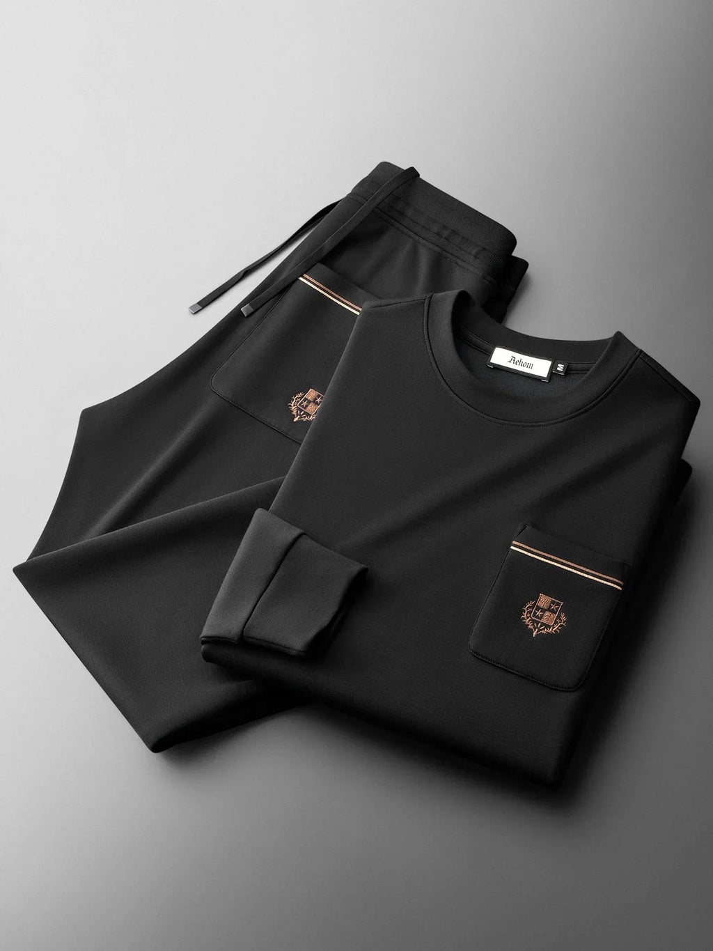 Autumn Light Luxury Italian Old Money Style Two-piece comfortable air-layer cotton men's sweatshirt casual sportswear set