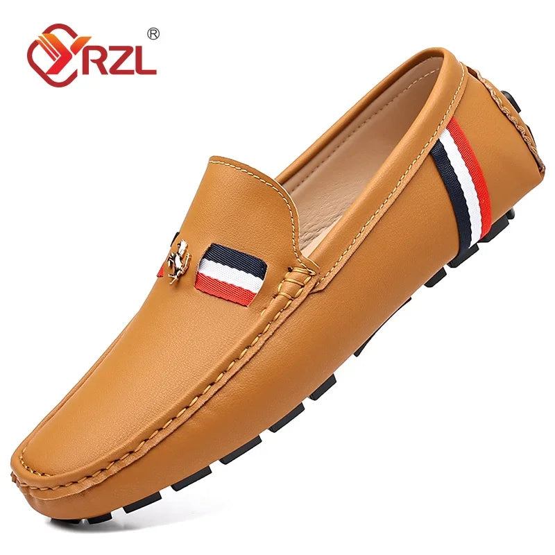 حذاء لوفرز رجالي YRZL كاجوال من جلد البولي يوريثان، حذاء رجالي بدون كعب مريح إيطالي، حذاء موكاسين فاخر رسمي سهل الارتداء للقيادة للرجال