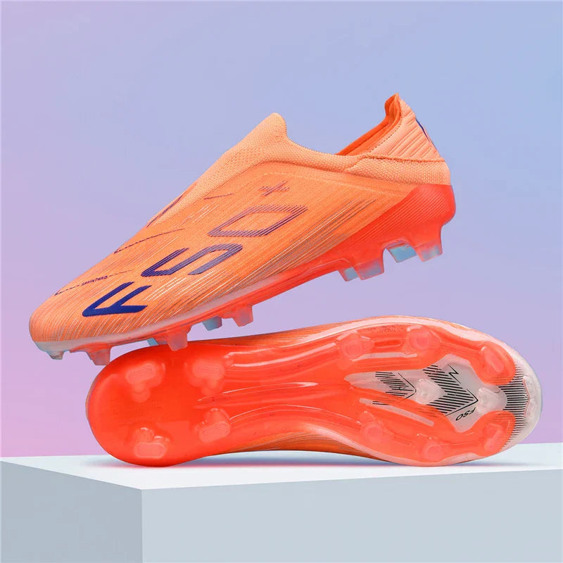 Without-lace F50+ Mens Soccer Shoes Boys Training Non-Slip Turf Soccer Cleats TF/FG Football Sneakers Chuteira Campo 35-45