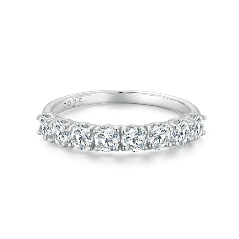Moissanite Ring Lace Band 925 Sterling Silver Half Eternity Stackable Ring D Color for Women Engagement Retro Gift
