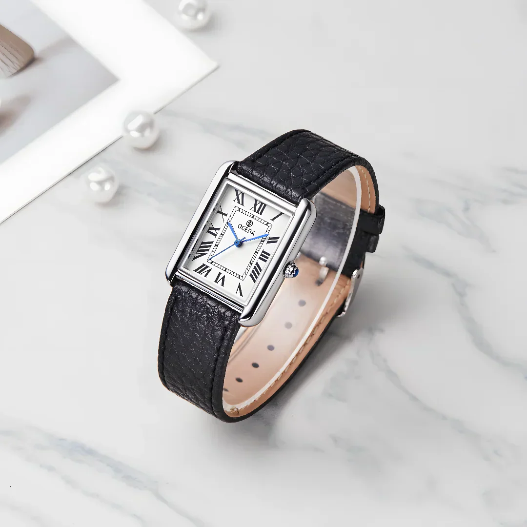 Waterproof Couple Watches Casual Fashion Quartz Stainless Steel Leather Strap Square Dial Men's And Women's Lover Watch