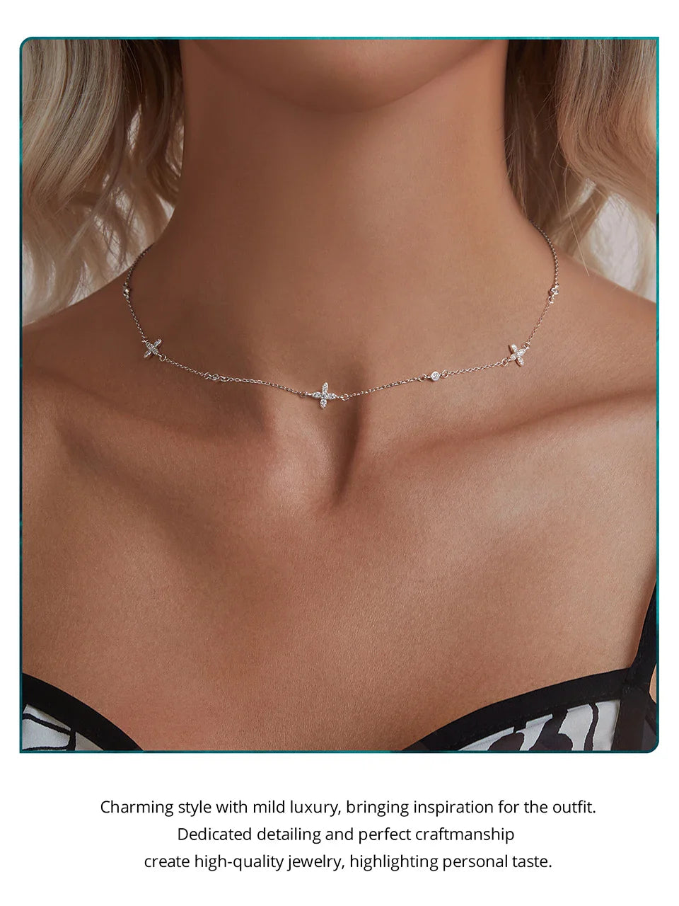 925 Sterling Silver Flower Necklace for Women, Real Gold Plated Dainty Small Flower Charm Trendy Choker Necklace BSN406