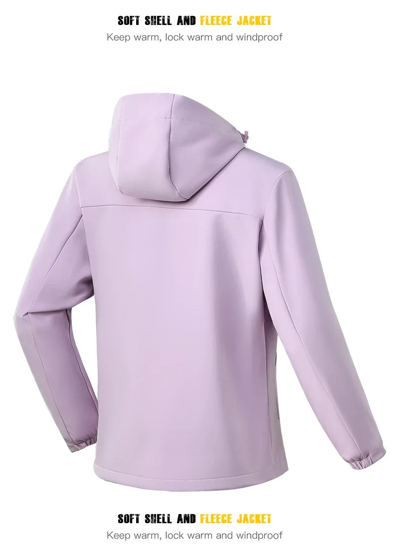 Waterproof Fleece Jacket Women Windproof Thermal Soft Shell Coat Outdoor Hiking Camping Climbing Trekking Windbreaker