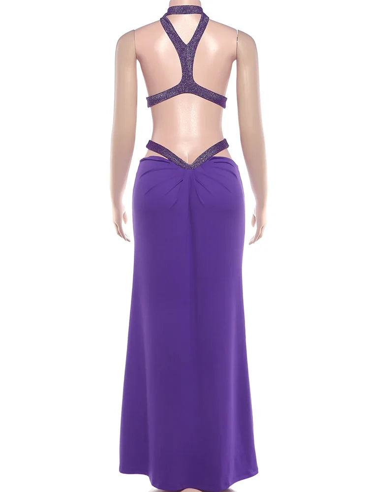 Elegant Backless Dress Women Y2K Patchwork Sparkle Bandage Irregular Sleeveless Sexy Beach Vacation Hottie Vestidos