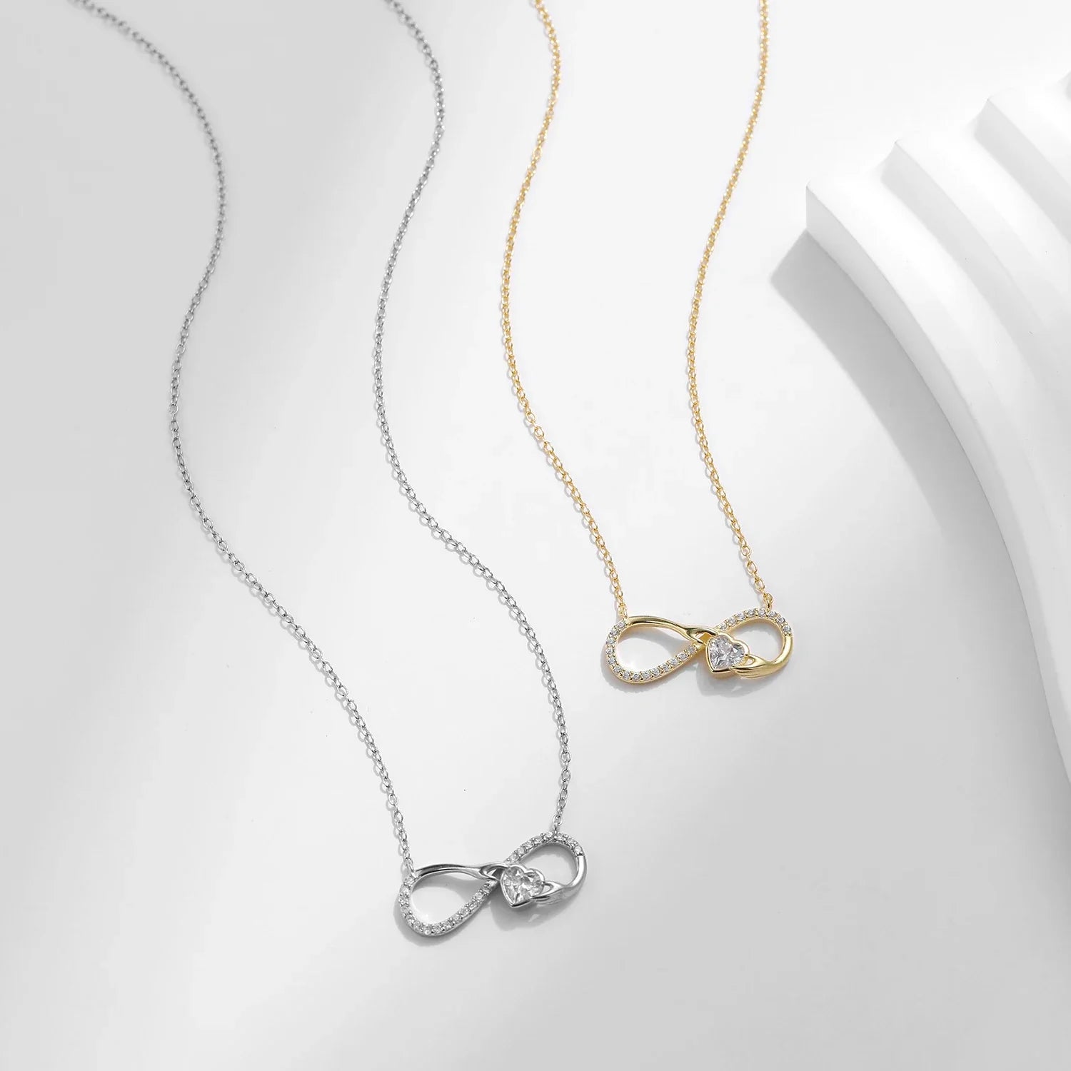 925 Sterling Silver Infinite Love Necklace Romantic Embrace Heart Pendant Link Chain For Women Anniversary Jewelry Gifts