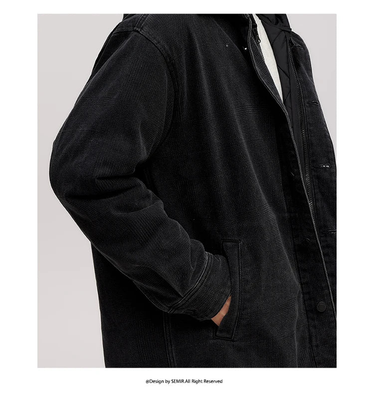 Cotton Coat Men Two-Piece Denim Thin Waterproof Oversize 2025 Winter Man Clothing Warm Outerwear