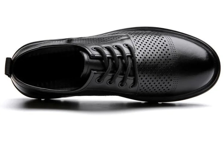 Men's Soft Leather Sandals Business British Style Perforated Breathable Non-Slip Suit Wedding Dress Shoes Summer