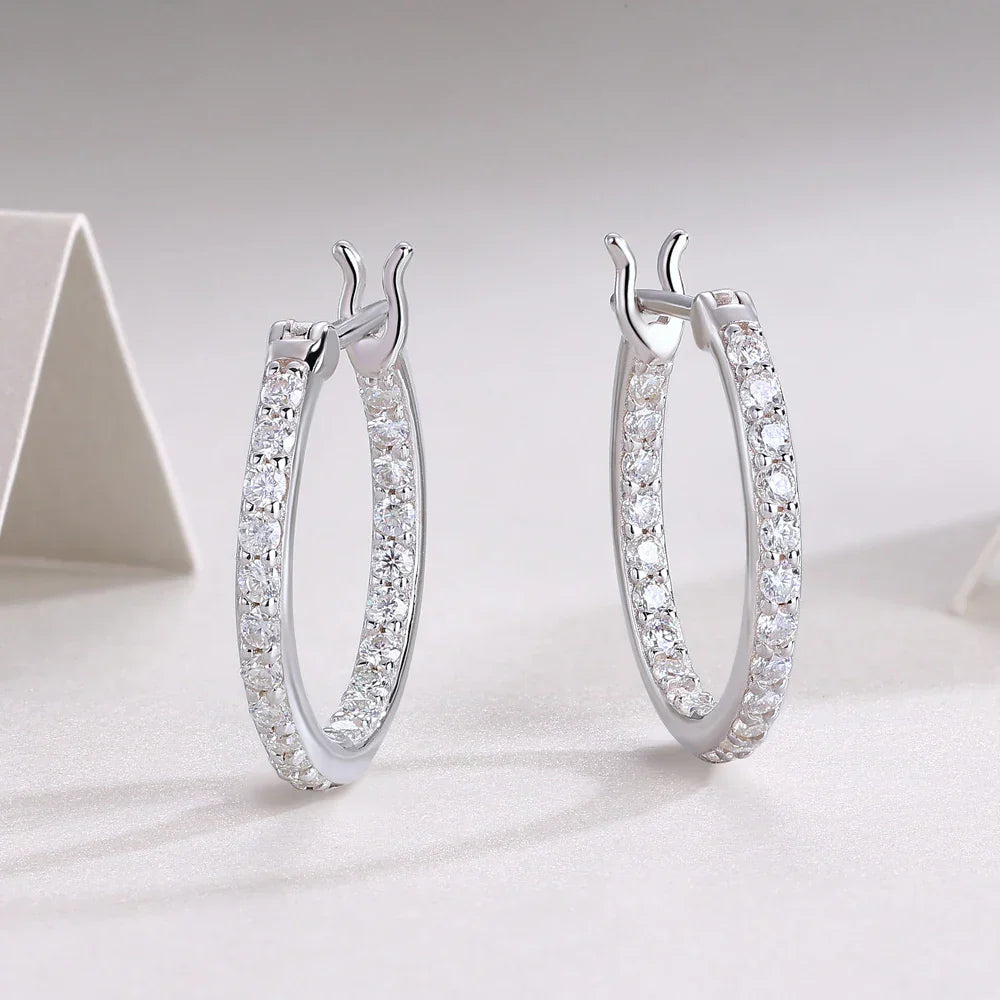 2mm D Color Moissanite Earring s925 Silver Plated 18k White Gold with GRA Certificates Wedding Hoop Earrings for Women