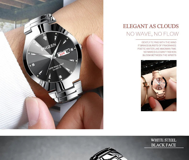 5808 Relogio Feminino Couple Watch Men Quartz watch for Lovers Luxury Womens wristwatch Stainless Steel Waterproof