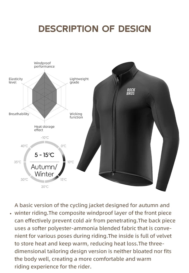 Warm Cycling Jacket Men's Coat Professional Thermal Fleece Cycling Clothing 3 Season Windproof Outdoor Sports Jacket