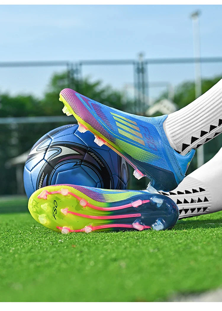 NEW Without-lace F50+ Mens Soccer Shoes Boys Training Non-Slip Turf Soccer Cleats TF/FG Football Sneakers Chuteira Campo 35-45