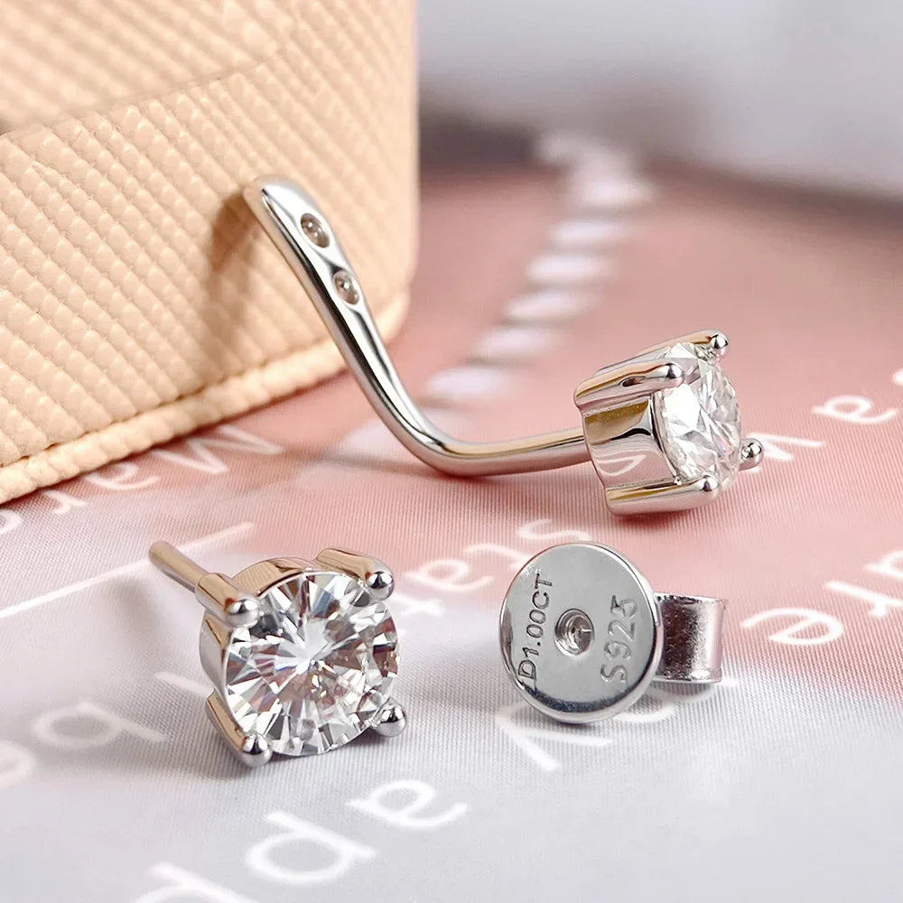 2 Stone Pear Cut Moissanite Stud Earrings for Women S925 Silver 2cttw All Lab Diamond Earring Pierced Ear Fine Jewelry Gift