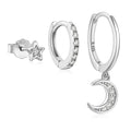925 Sterling Silver 3PCS DIY Hoop Earring With Piercing Stud Earring Set Women Men Party Wedding Jewelry Set pendientes 925