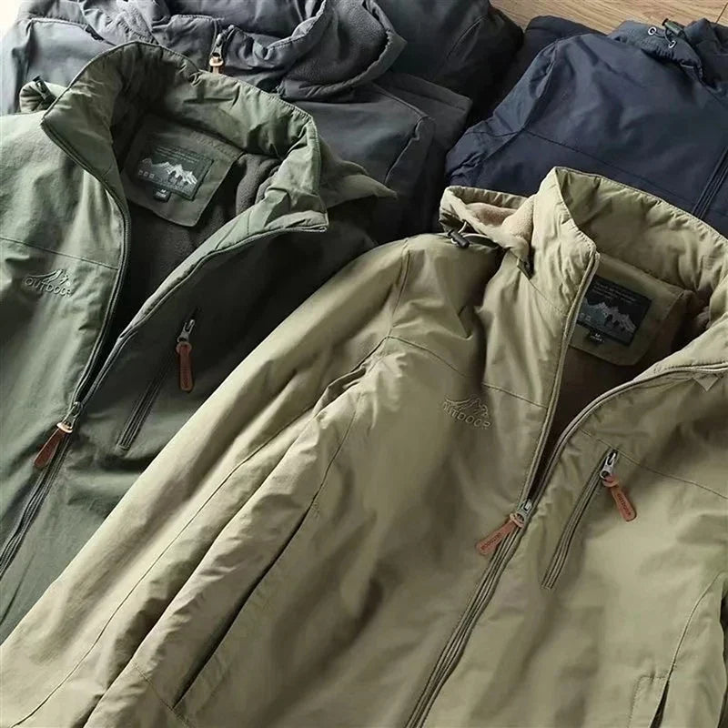 Autumn And Winter Padded And Thickened Outdoor Punching Jacket Casual Warm Tactical Plus Size Jacket Solid Colour Men's Clothing