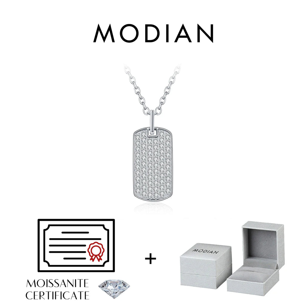D Color Moissanite Rectangle Brand Necklace 925 Sterling Silver Trendy Stackable Pendant Necklaces For Women Fine Jewelry