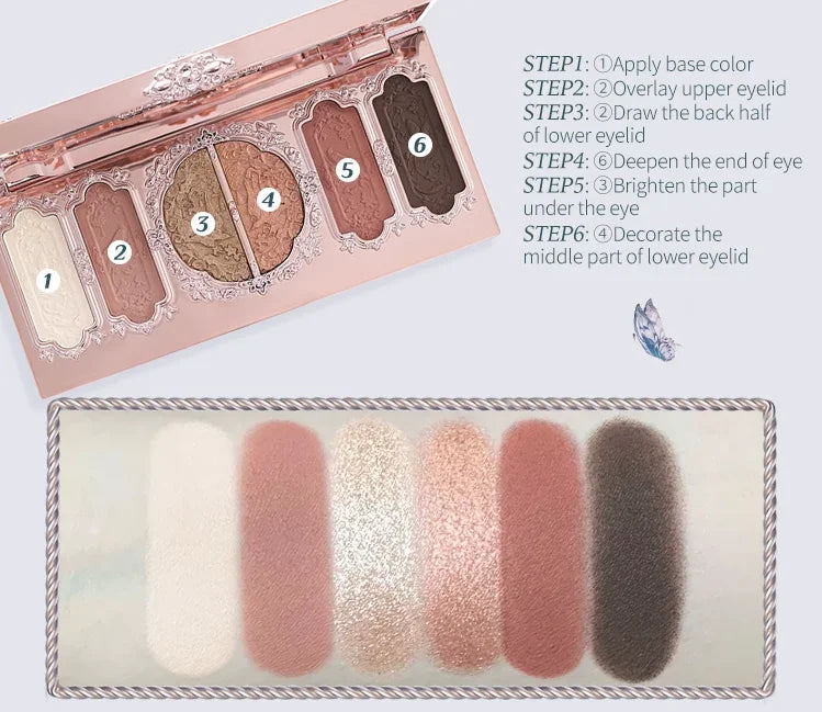 Bunny Garden Collection 6-Color Makeup Eyeshadow Contour Palette Eye Brush Puff Set Eye Glitter Korean Makeup Kit