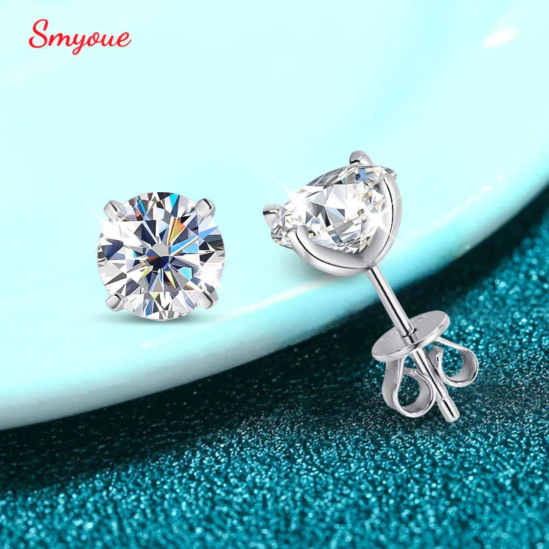 Each 0.2-2CT Certified Moissanite Stud Earrings for Women 4 Claw Sparkling Wedding Party Jewelry Sterling Silver S925