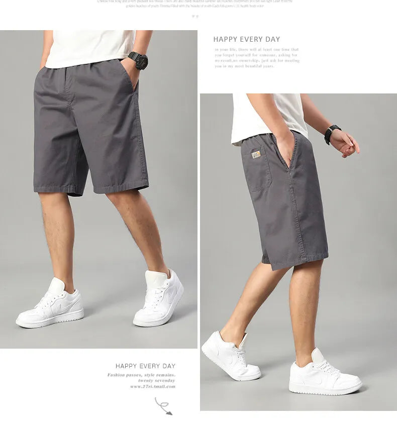 Men's Elastic Waist Casual Shorts Summer Light Weight Sweat Shorts Relaxed Fit Work Shorts Loose Casual Jogger Short