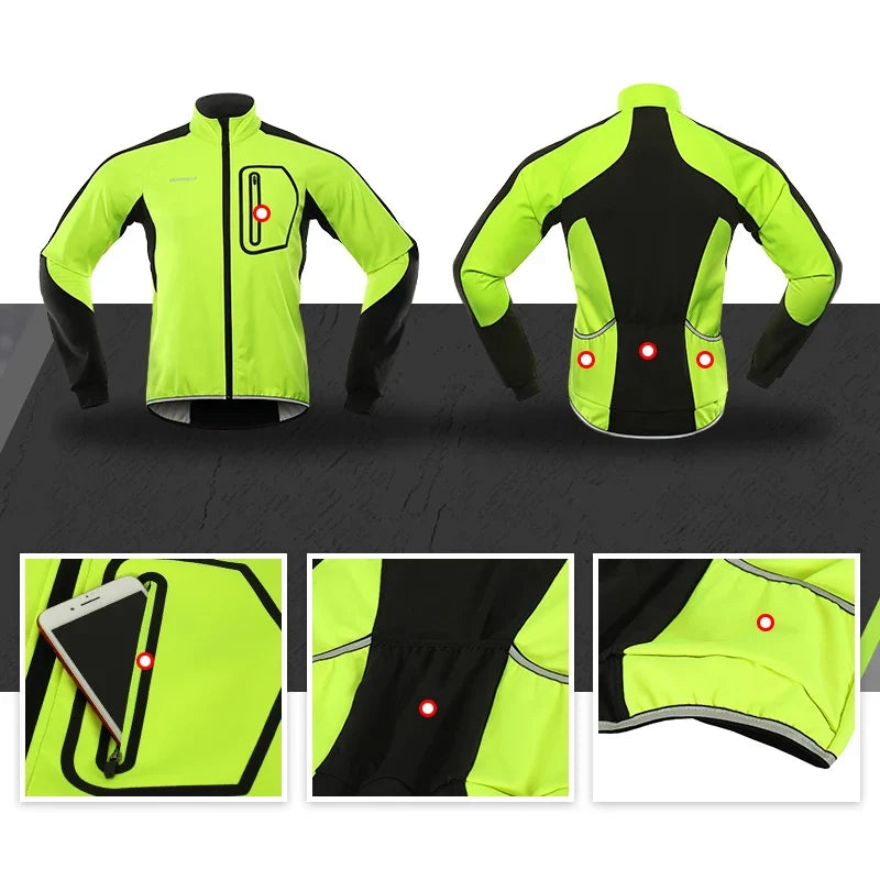 Winter Men's Cycling Jacket Bicycle Softshell Fleece Thermal Motorcycle Windbreaker Raincoats Bike Outdoor Sport BG011