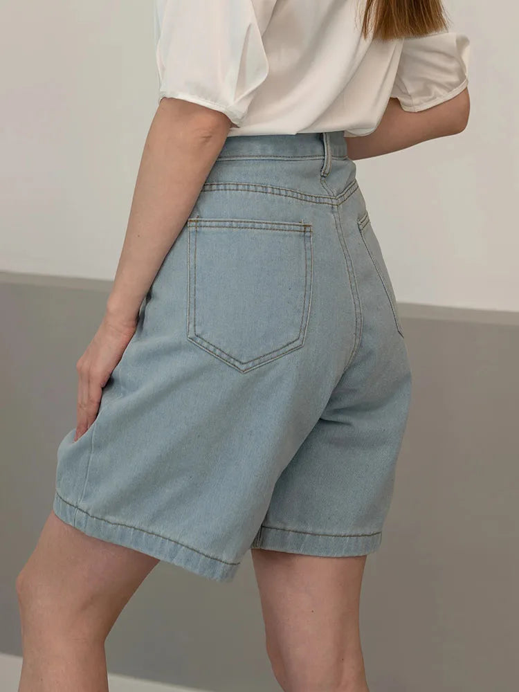 Summer Jean Shorts Women Denim High Waist Black Baggy Short Jeans Summer Pants Women's Bermuda Denim Shorts Wide Leg For Women