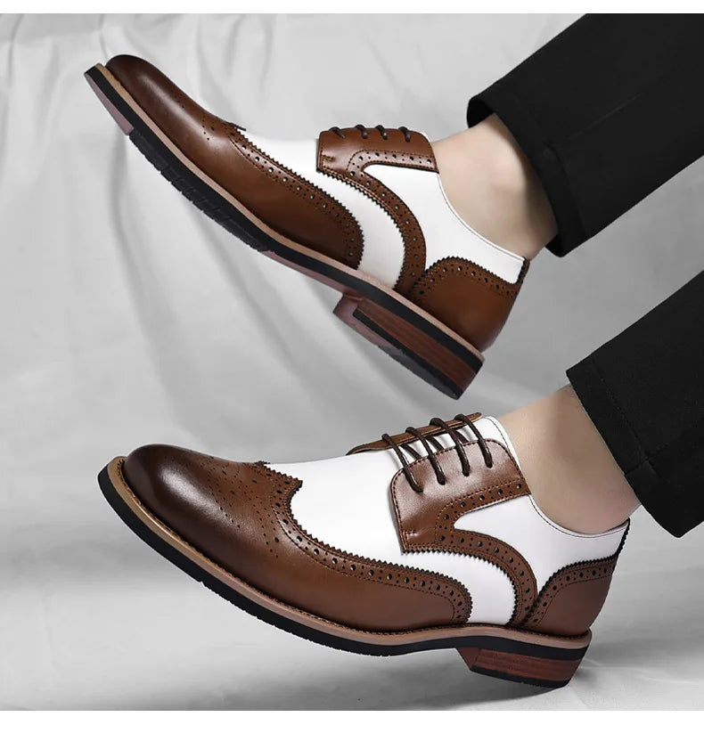 2026 New Brocker-carved Derby Men's Shoes Spring Summer New Business Formal Casual Shoes Male Fashion Big Size Leather Shoe Man