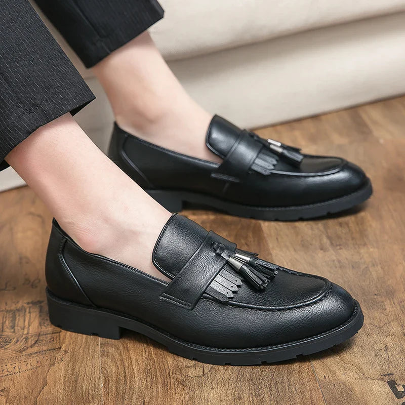 Tassel vamp loafers all match youth suit beamers men Korean version of British men's shoes best man shoes fashion